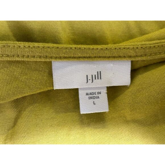 J Jill T-Shirt Womens Size L Green Embroidered Long Sleeve V-Neck Blouse Peasant - Picture 3 of 7